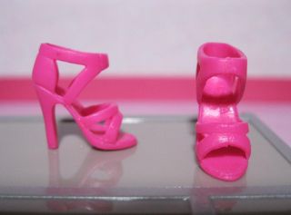Barbie Doll Basic Pink Label Model Muse Dark Pink Strappy Dress Sandal Shoes