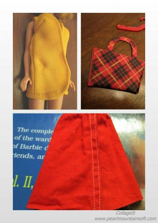 Vintage 1976 Barbie Sweet 16 9552 Red Skirt With Vest,  Purse,  Hanger