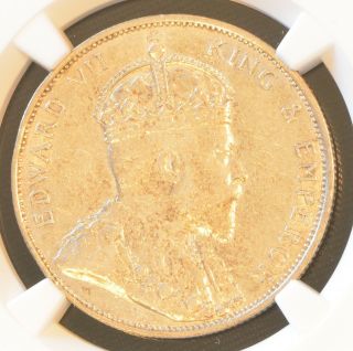 1905 China Hong Kong 50 Cent Silver Coin Ngc Au 55