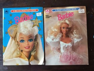 2 1990/1993 Barbie Coloring Books Golden Books.  Not Colored In.
