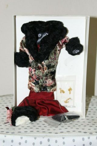 Unbranded Ooak 16 Inch Red,  Floral And Black Coat And Dress Doll Outfit,  Nib