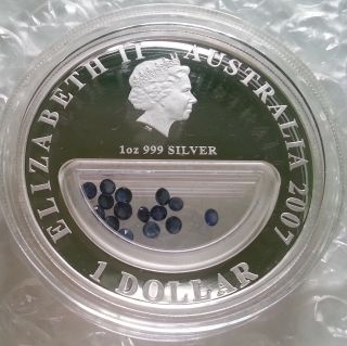 2007 Treasures of Australia $1 Dollar - Sapphires 1oz Proof Silver Coin 2