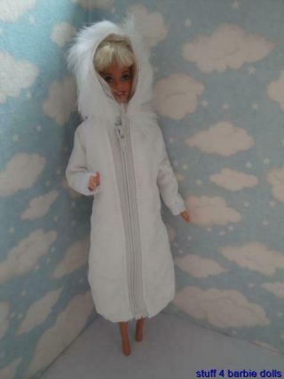 Barbie Doll House Fashion Clothing Accessories - White Down Winter Coat - Parka