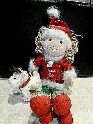 Groovy Girls Plush Doll Noella Soft Doll Christmas With Dog 2004