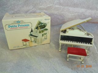 Miniature Dollhouse Grand Piano White Plastic
