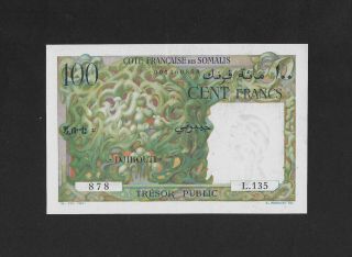 Au / Unc 100 Francs 1952 French Somaliland & Djibouti France