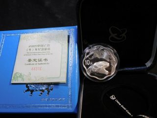 J22 China Prc 2009 Silver 1 Oz.  Lunar Year Of The Ox Proof W/ Box &