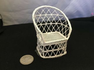 Dollhouse Miniature 1:12 White Wire Chair