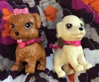 Fs Barbie Doll Pet Puppy Dogs Yorkie Shi Tzu Bobble Head Mattel Pink Collar/bows