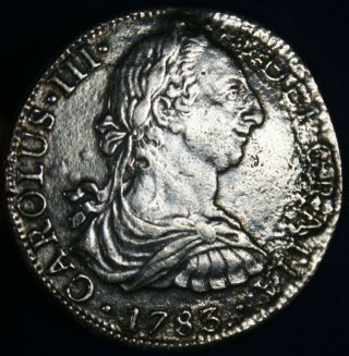 1783 - Mo Mexico 8 Reales Carlos Iii Silver Coin - Shipwreck