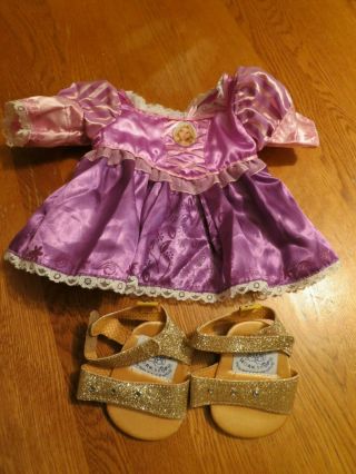 Build A Bear Disney Princess Tangled Rapunzel Purple Dress And Gold Sandals 3