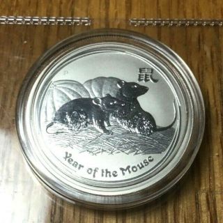 2008 Australia 1/2 Oz Silver Year Of The Mouse Capsule Half