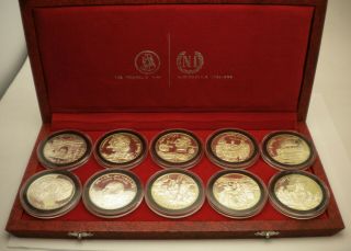 1969 Tunisia 10 Piece Sterling Silver Dinar Proof Set With Box