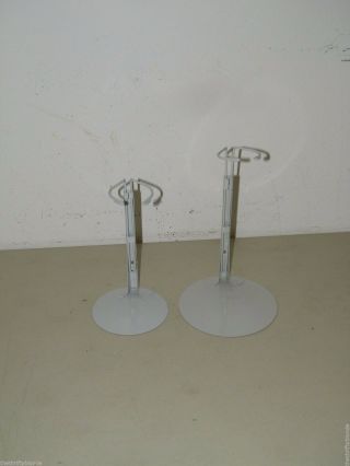 2 White Ivory Gray Doll Stands Stand Metal Size Small Large 17598