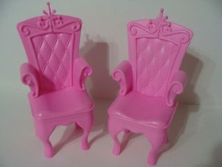 2 Mattel Barbie Pink Castle Throne Chair Furniture Swan Lake Princess