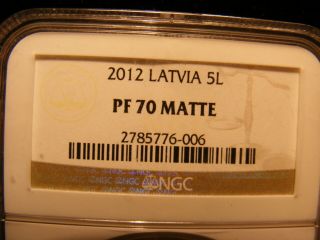 Latvia 2012 Silver Matte Proof 5 Lati,  Km 130,  Ngc - Pf70 Matte,  Perfect Coin