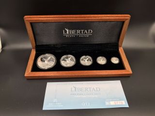 2010 Mexico 5 - Coin Silver Libertad Proof Set (1.  9 Oz,  Wood Box &) 0779