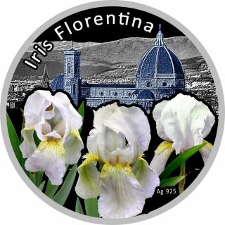Niue Islands 2012 - $1 - Irises - Iris Florentina - 28.  28g Limited Silver Coin
