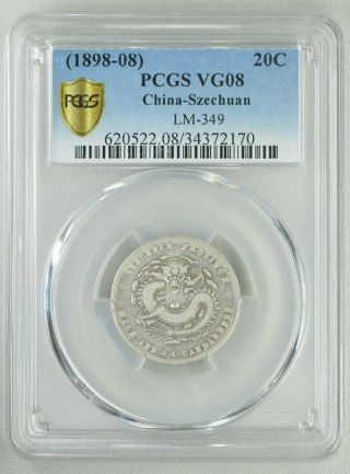 Dragon China - Szechuan 20 Cents 1898 - 08 Pcgs Vg08 Silver