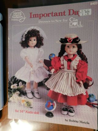 Important Days : Dresses To Sew For 14 - Inch Katie Doll (craft By Bobbie Vg
