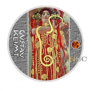 Medicine Hygieia Silver Coin Gustav Klimt Golden Five Series Niue Island 2018