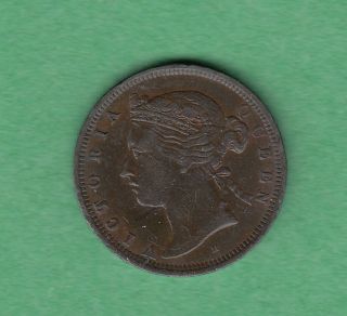 1872 - H Straits Settlements 1/2 Cent Coin - Queen Victoria - Vf