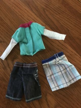 3 Piece Outfit,  2 Pairs Shorts,  1 Shirt.  For Ken Doll