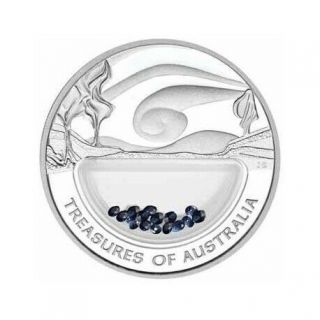 2007 Treasures Of Australia Sapphires Silver Proof Coin.  No And Box