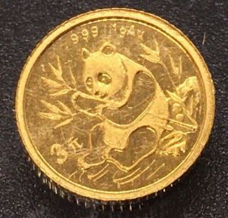 Panda - World Coin China 1991 3 Yuan 1 Gram 999 Gold Panda