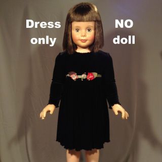 Pretty Black Velour Party Dress Fits Patty Playpal 35 " Lifesize Doll Size 24 Mo