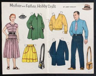 1955,  Mother & Father,  The Hobby Doll Series Paper Doll,  Jack & Jill Mag