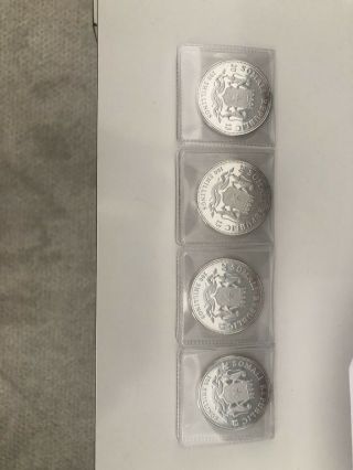 Set Of 4 2013 Somalia 100 Shillings Silver Coin - Elephant 999 - 1 Oz Silver