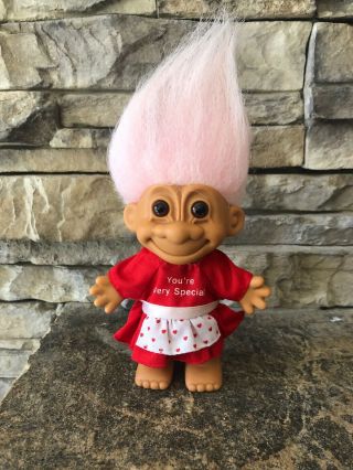 Russ Troll Doll 4” Pink Hair Brown Eyes You’re Very Special Valentine’s Day