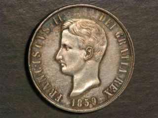 Italy - Naples & Sicily 1859 120 Grana Silver Crown Xf - Au