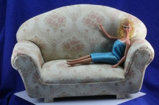 Large Doll House Upholstered Loveseat,  Sofa.  16.  5 " Long.