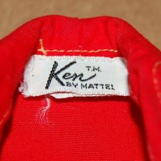 Vintage 1964 1403 Mattel Barbie Ken doll Going Bowling Red Button down Shirt 2