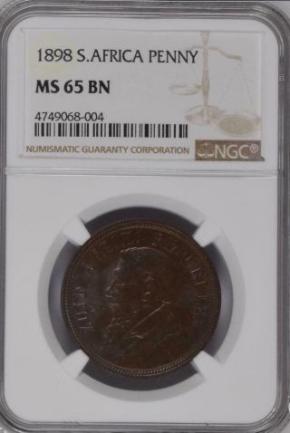 South Africa 1898 Penny World Coin ✮ngc Ms65 Gem Graded ✮cheap✮no Reserve