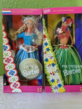 Mattel Polynesian And Dutch Barbie 1994 Dolls Of The World 12700