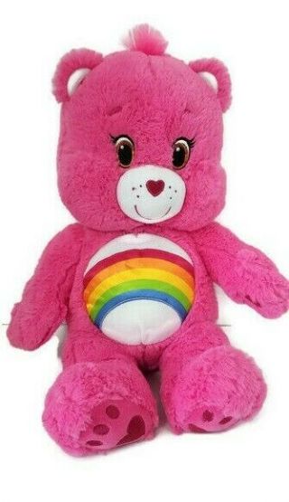 Build A Bear Care Bear Pink Rainbow Cheer 17” Plush Sings Happy Birthday Euc