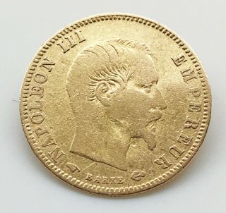 1859 A - France (5) Francs Circulated Gold Coin " Tooled "