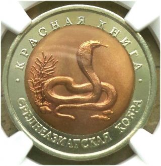 07.  1992 (l) Russia Ngc Ms 66 Wildlife Asian Cobra 10 Rouble Typ I A Yellow