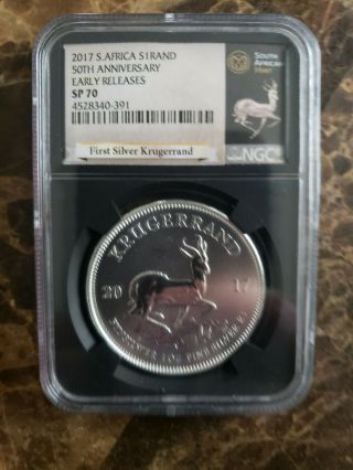 2017 South Africa Silver Krugerrand 1 Oz 1 Rand - Ngc Sp70 First Day Issue W/coa