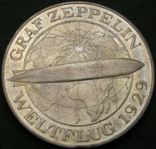 Germany (weimar) 3 Reichsmark 1930f - Silver - Graf Zeppelin - Vf/xf - 1376 ¤