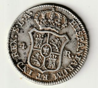 Spain Coin Jose Napoleon 4 Reales 1812 Sevilla La Plata Silver 5.  75g