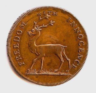 1796 1/2 Penny Conder Token,  Stag & Plough,  Middlesex Dh 1041,  P/l R&b,
