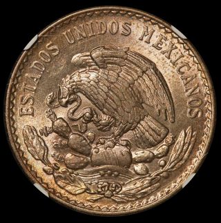 1947 - Mo Mexico One Peso Silver Coin - NGC MS 65 - KM 456 - Rainbow Toning 3