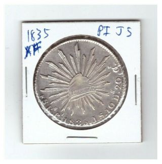1835 Mexico Pi - Js Silver 8 Reales Cap & Rays (xf) Coin
