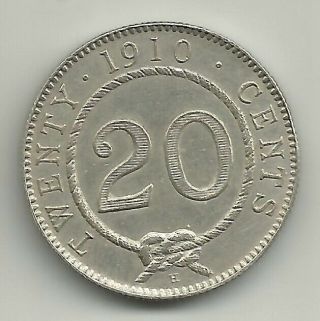 Sarawak 20 Cents 1910 Silver Km 10 Xf