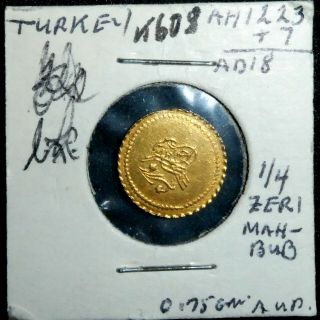 Ottoman Turkey Gold 1/4 Zeri Mahbub Ah 1223 Year 7 (1815) M5