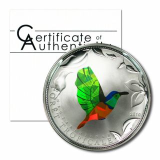 Togo Green Prism Hummingbird 1,  000 Francs Cfa 2010 Proof Silver Crown